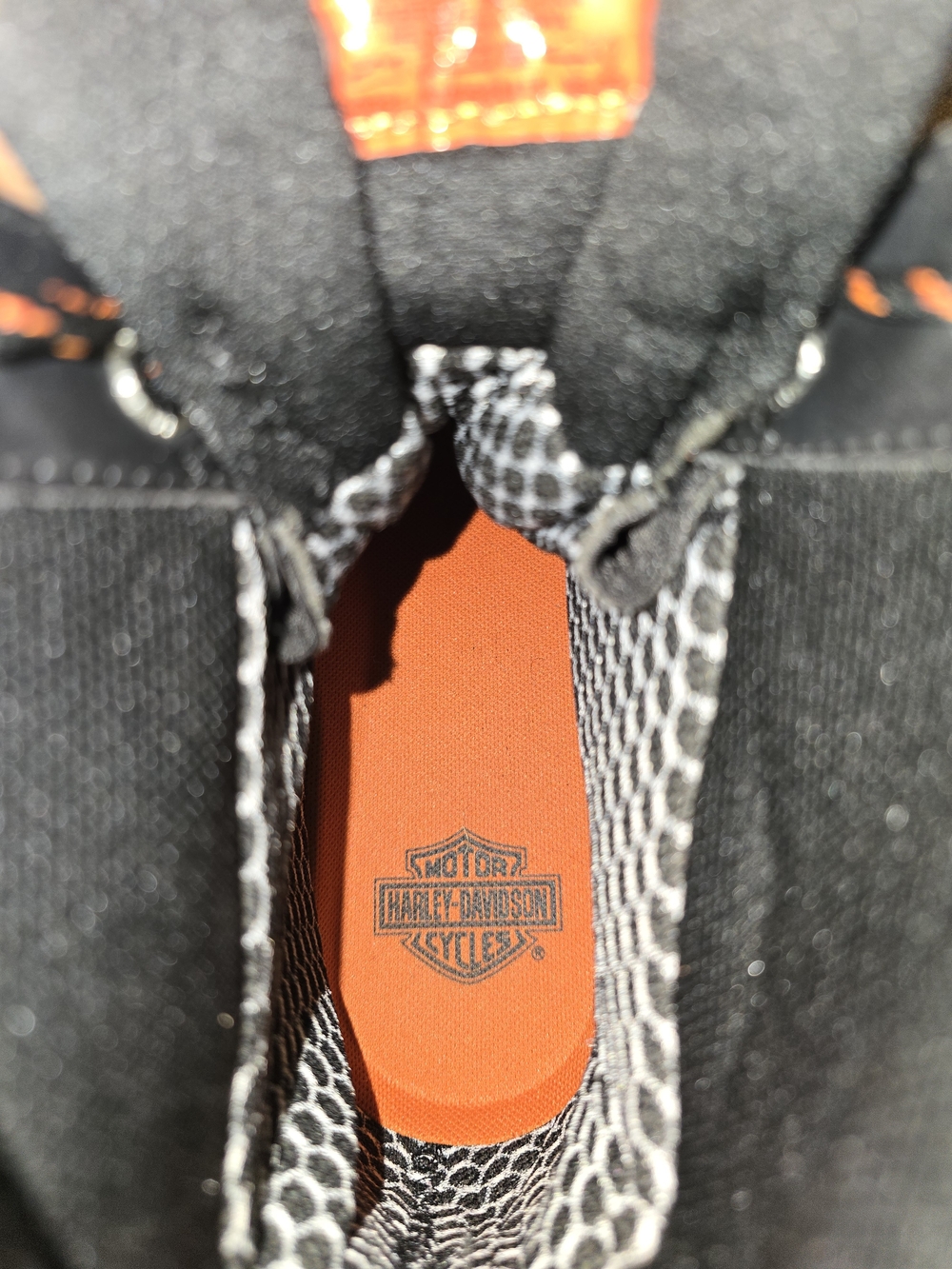 Harley-Davidson Black and Orange Leather High-Top Boots - Picture 7 of 7